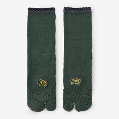 毛巾質地足袋襪（普通長度）／青苔色