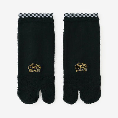 毛巾質地足袋襪（腳踝長度）／黑色