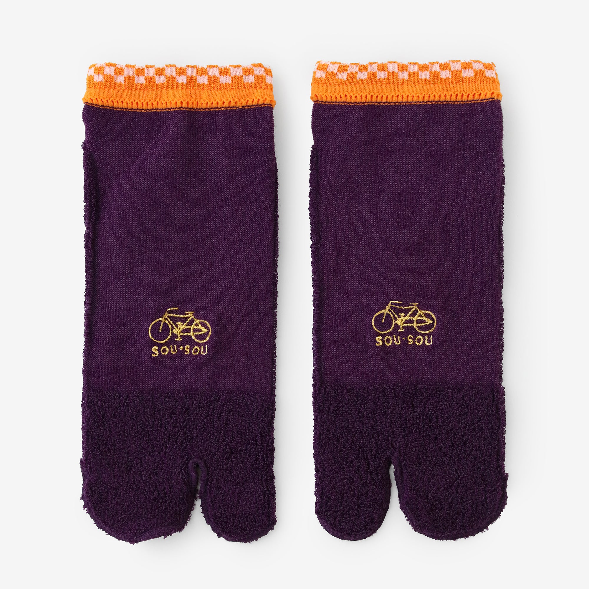 毛巾質地足袋襪（腳踝長度）／茄子色