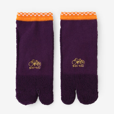 毛巾質地足袋襪（腳踝長度）／茄子色