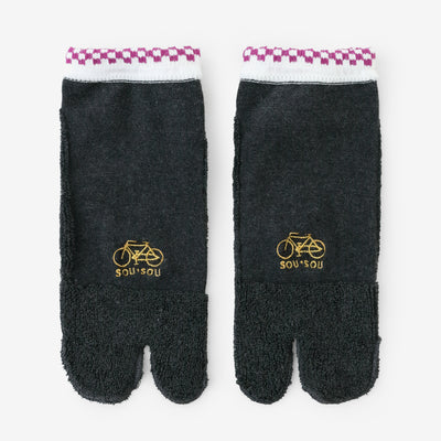 毛巾質地足袋襪（腳踝長度）／深灰色