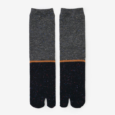 羊毛雙色分趾襪（普通長度）／灰炭色2 【男・女性用】