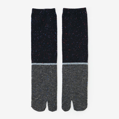 羊毛雙色分趾襪（普通長度）／深藍【男・女性用】