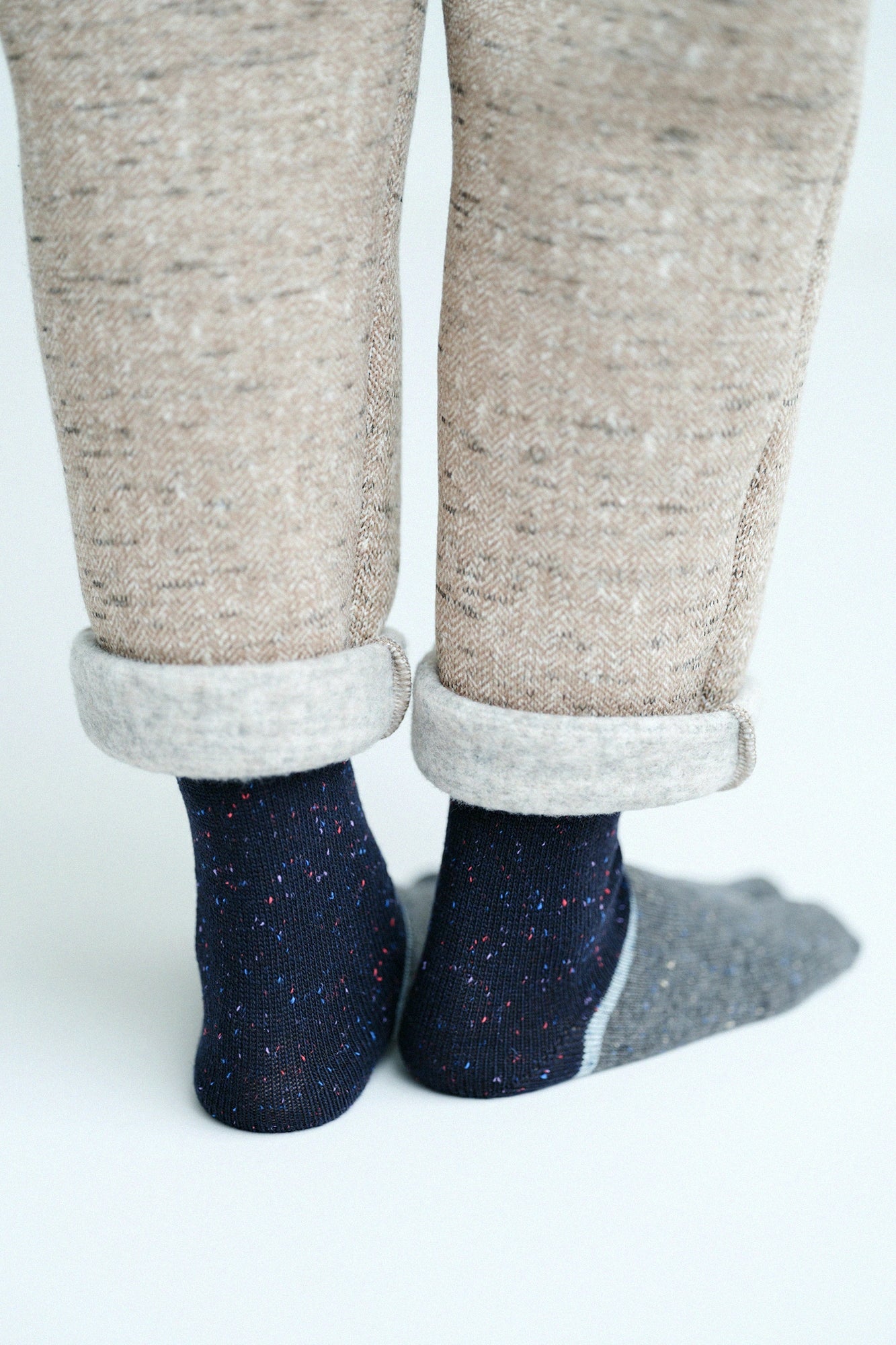 羊毛雙色分趾襪（普通長度）／深藍【男・女性用】