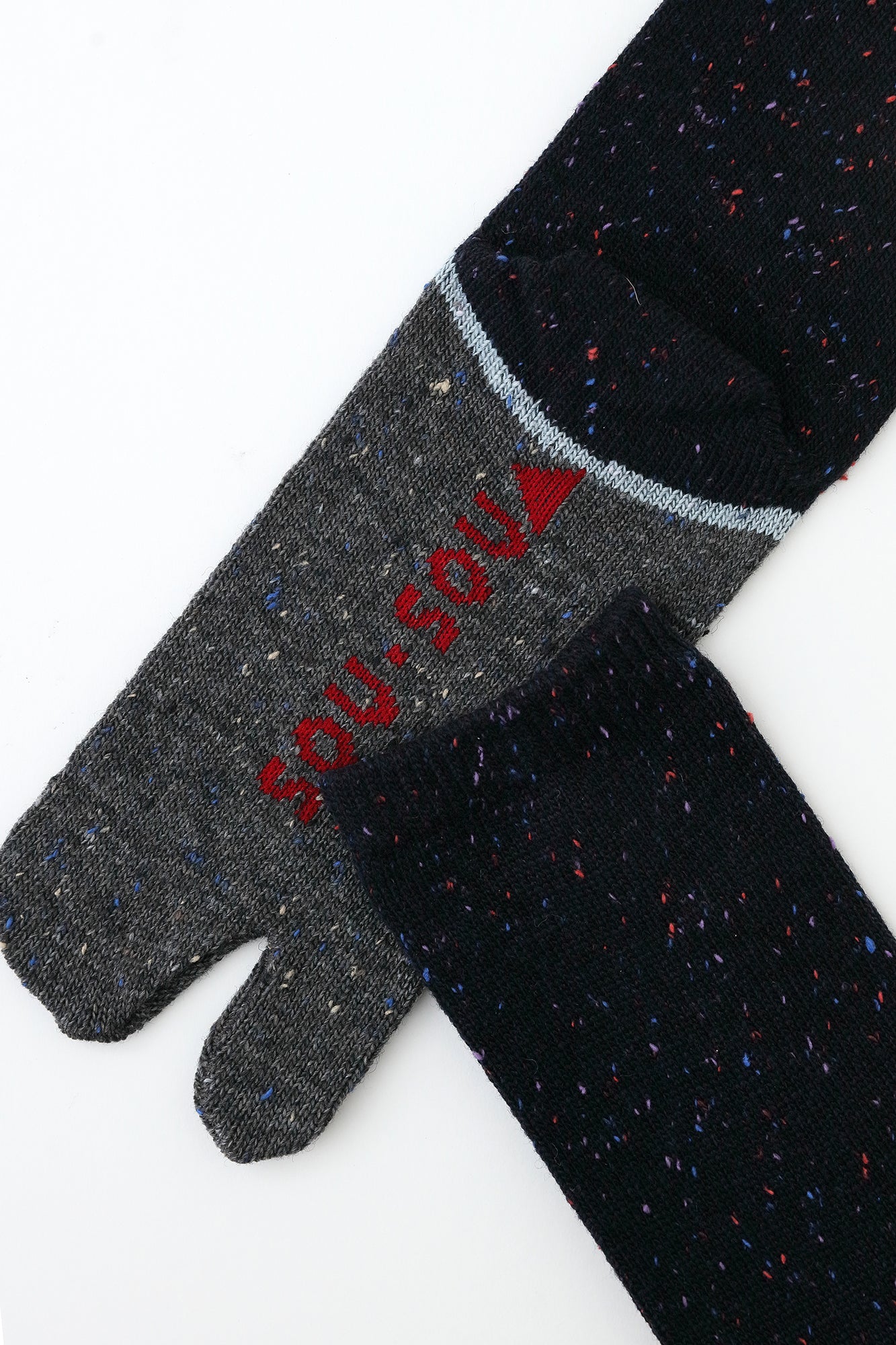 羊毛雙色分趾襪（普通長度）／深藍【男・女性用】