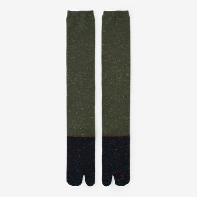 羊毛雙色分趾襪（普通長度）／苔色 【女性用】