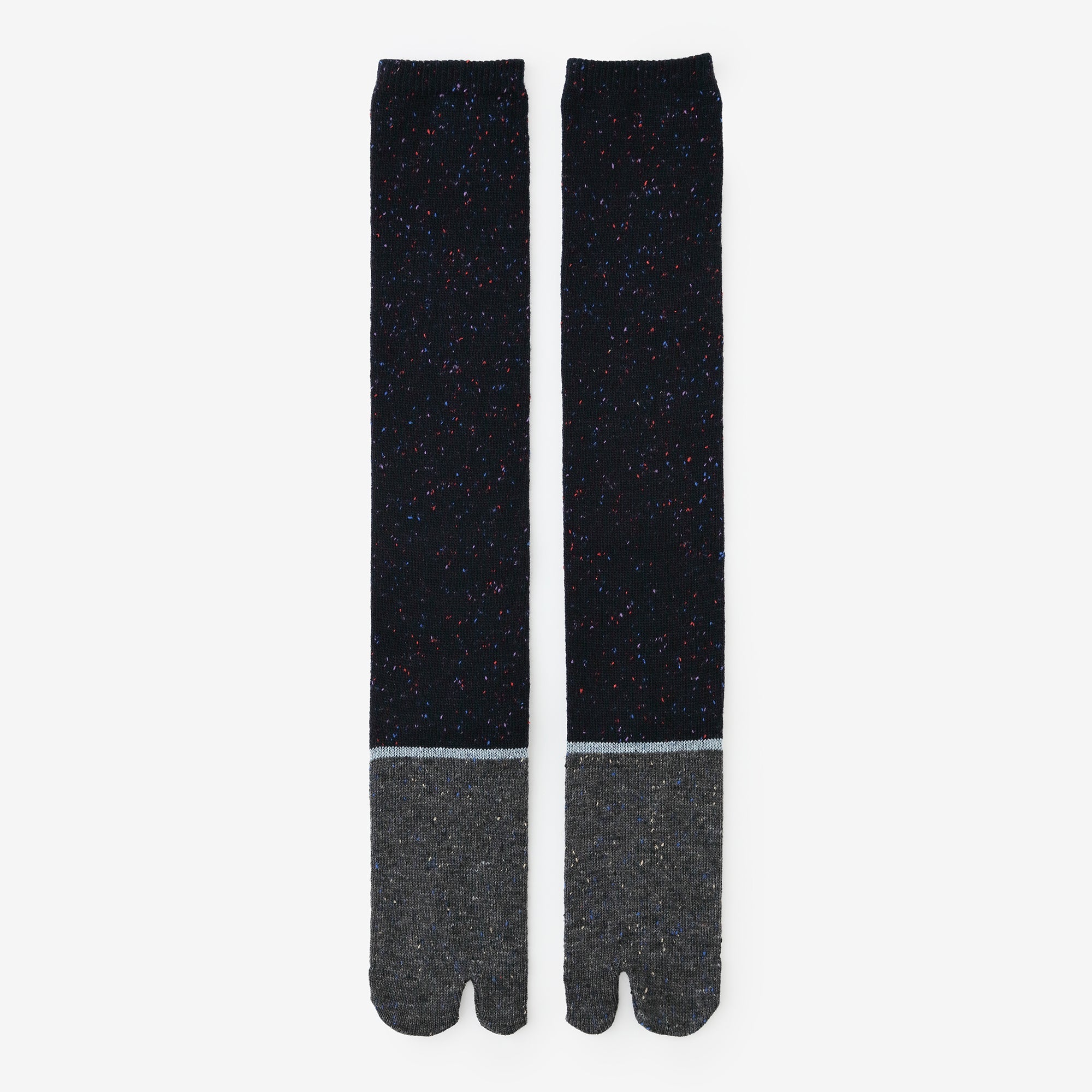 羊毛雙色分趾襪（普通長度）／深藍 【女性用】