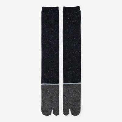 羊毛雙色分趾襪（普通長度）／深藍 【女性用】