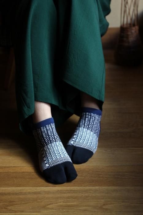 分趾襪（腳踝長度）／點線 青和 【男・女性用】