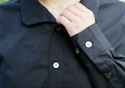 超長棉 高領襯衫