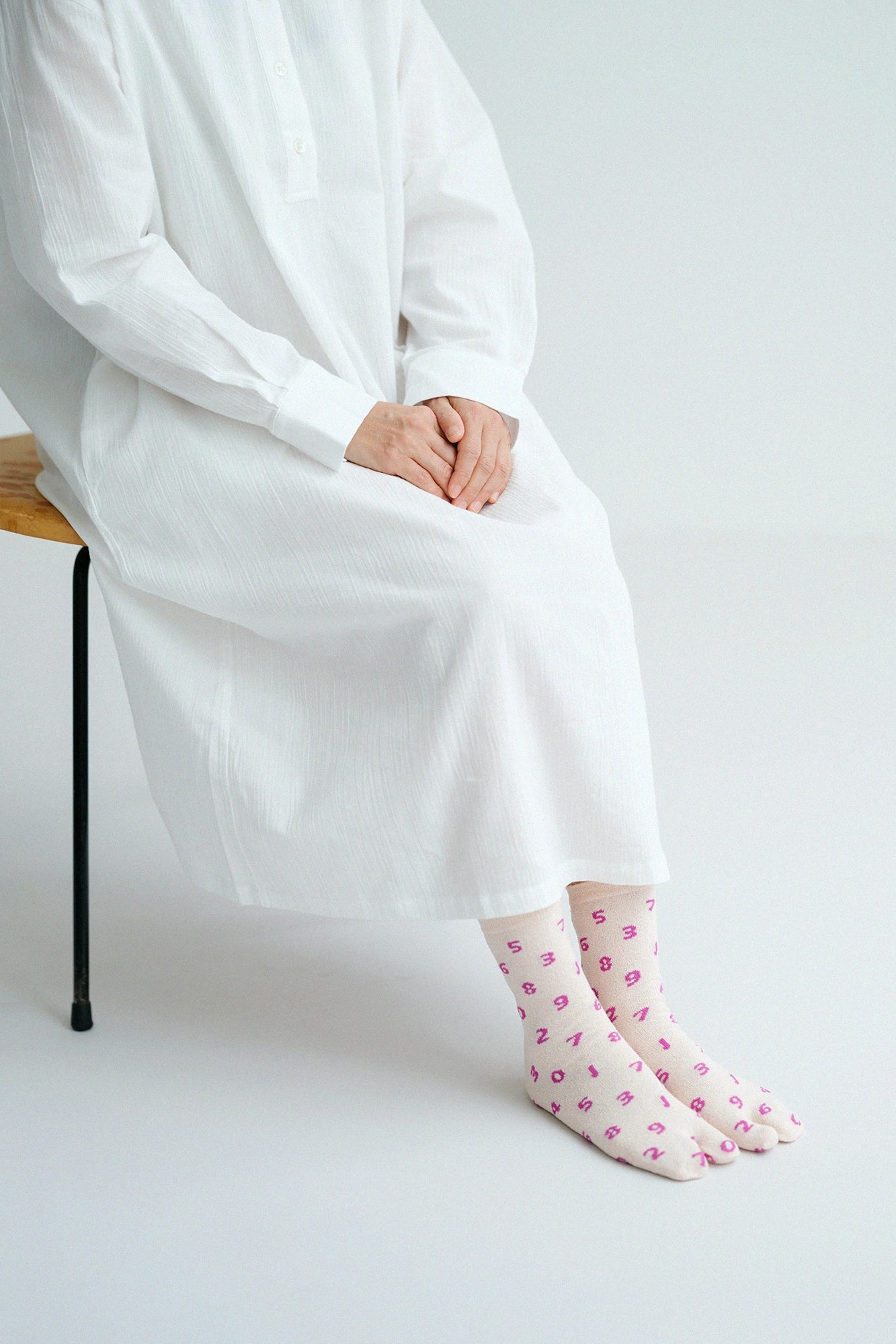 【net limited】Boucle Eco-friendly Tabi Socks (Mid-calf) / SO-SU-U Sakura Pink▲