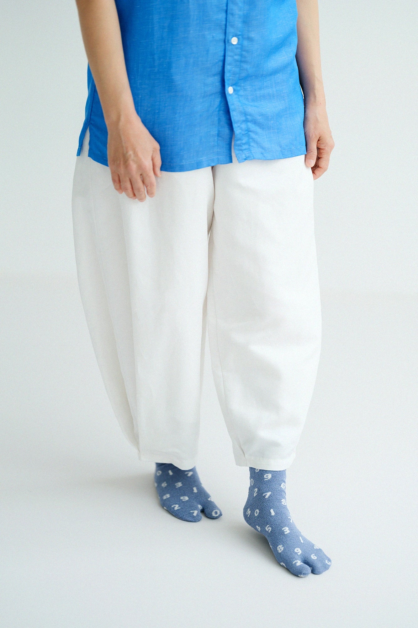 【net limited】Boucle Eco-friendly Tabi Socks (Mid-calf) / SO-SU-U Grey Blue▲