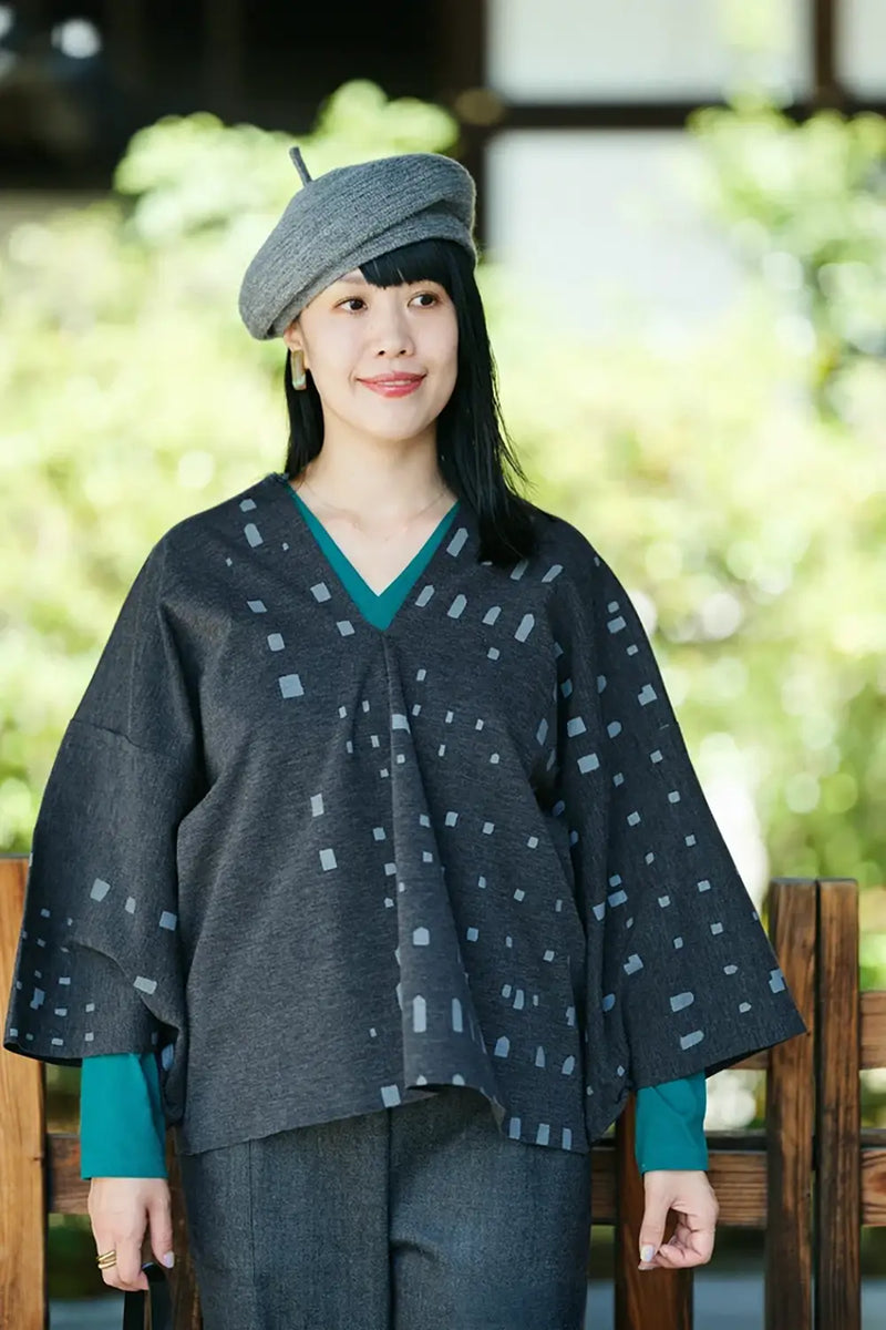 【9月22日頃発送予定】二重編 小袖貫頭衣 短丈／窓と余白 杢墨