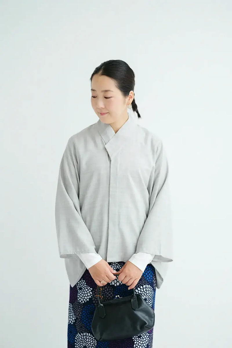 【9月22日頃発送予定】梳毛 小袖襯衣／白鼠