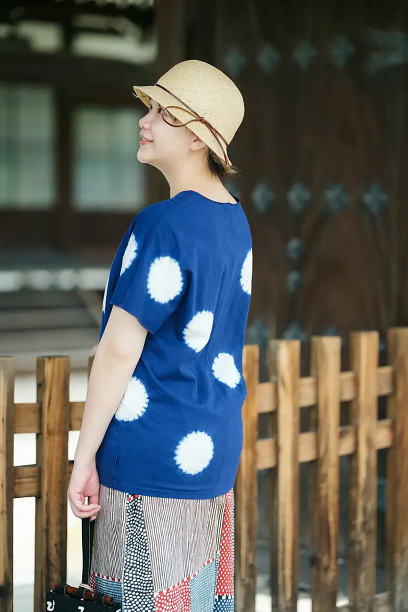 Kasuri-Näherei: ärmelloser Jiban / Mizutama-Dai (Mizutama-dai) in dichtem Indigo × Tsukumo 