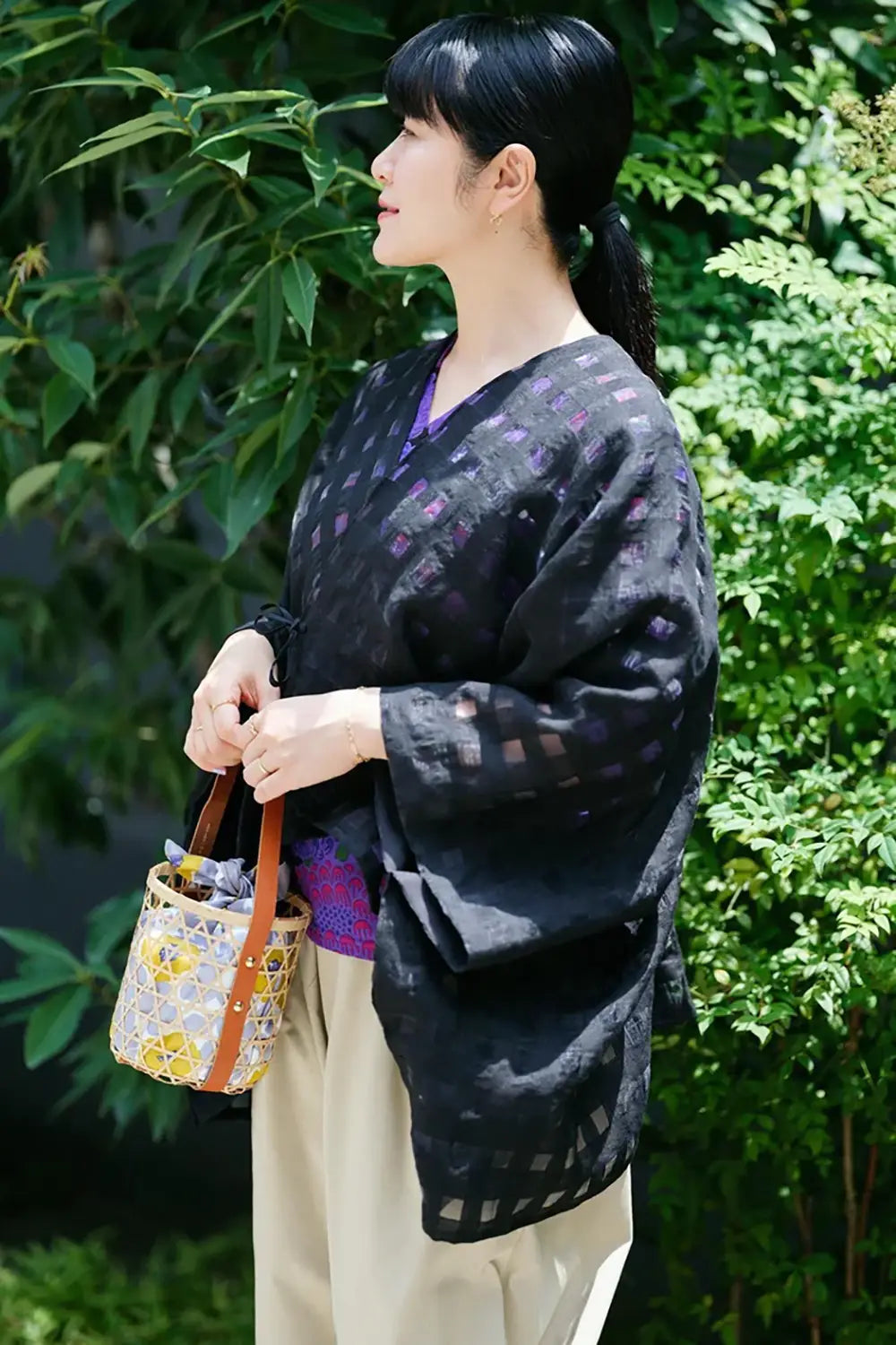 Hanf Durchbrochenes Gittergewebe (Koshiori) Zweibadfärbung (Niyokuzome) Kisaragi Kurze Länge/Nubairo (Nubairo)
