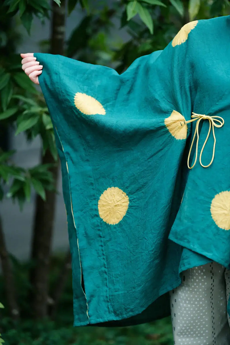  Kinkiyo Shibori Hemp Kisaragi/Mizutamai (Mizutamai) Tokiwa Midori x Golden Yellow