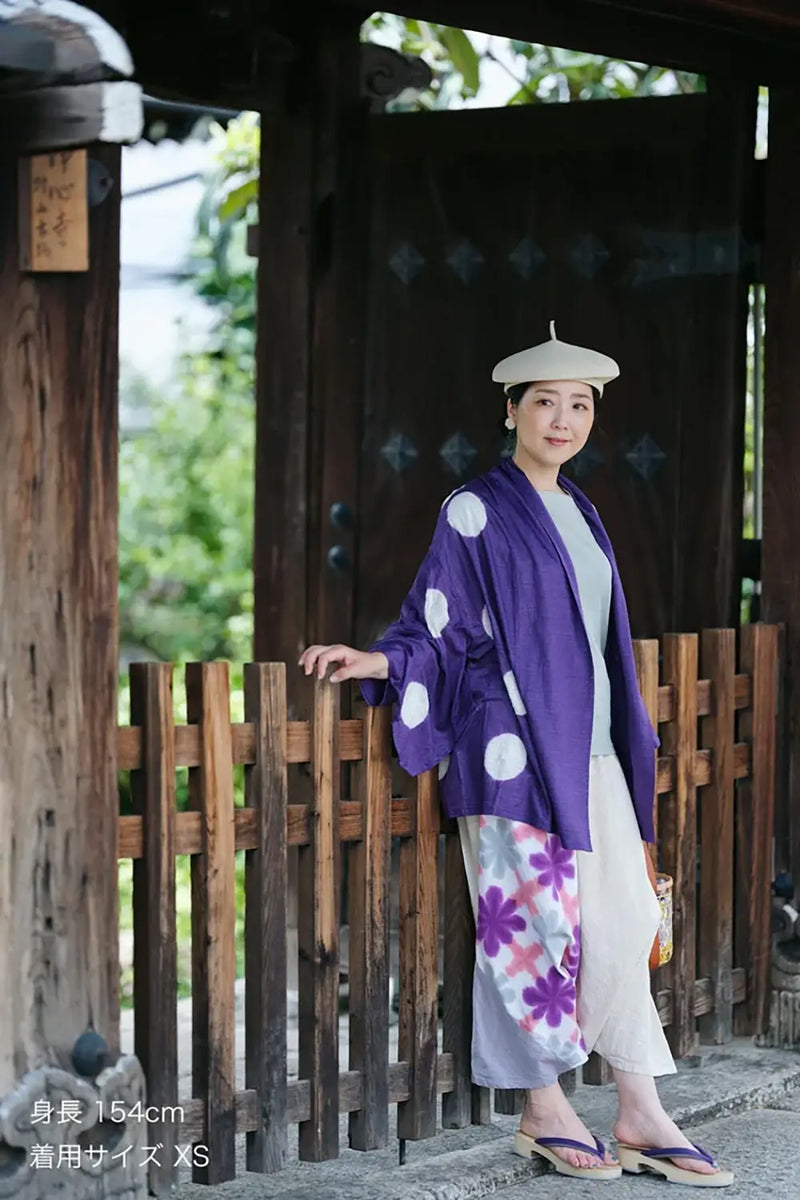 Mari-Baumwolle Arimatsu Narumi Shibori Ise-Baumwolle 20/20 Leinenmischung Fuji / Sekka Shibazakura