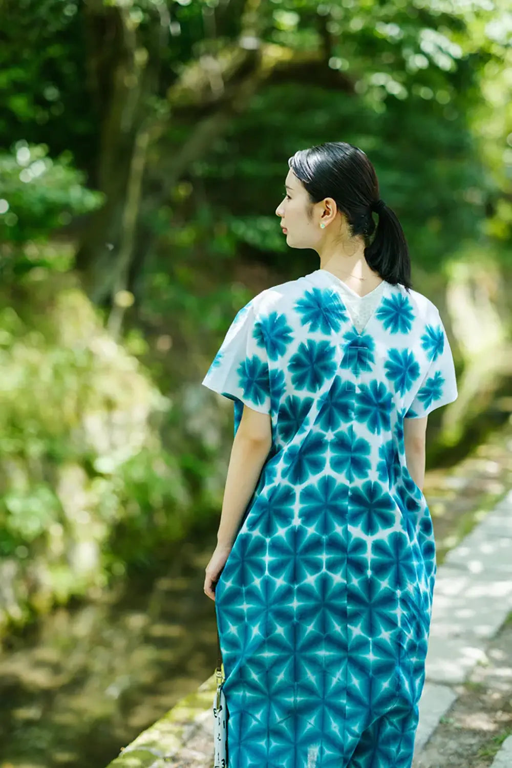 Klingt nach Kiyozori. Chidori-Kimono mit Muster, langes Hosenkleid und zweiteiliges Set / veränderte Schneeflocke in Meergrün 