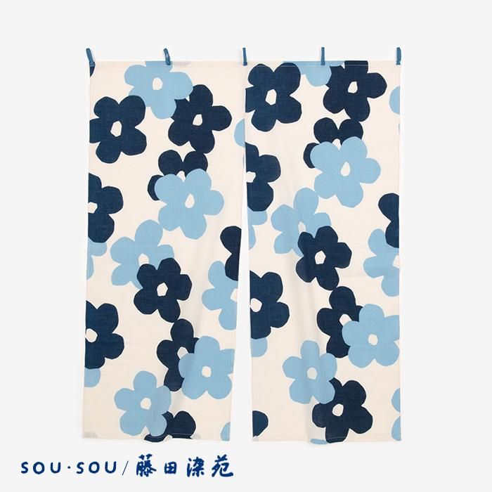 SOU・SOU × x Fujitasenen Ainasen Handkerchief Short Curtain 2-piece / Layered-flowers