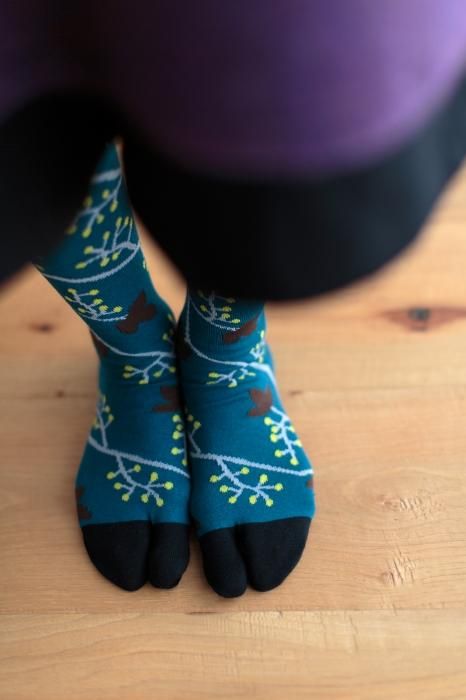 分趾襪（膝下長度）／ 黄色果實 藍綠色【女性用】