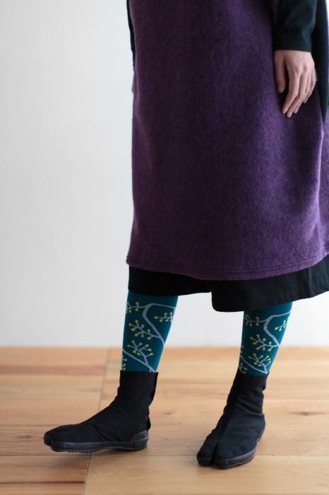 分趾襪（膝下長度）／ 黄色果實 藍綠色【女性用】