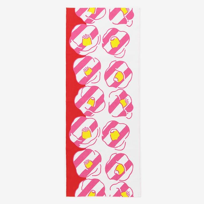 【net限定】伊勢木綿 textile手ぬぐい／寒椿（かんつばき）