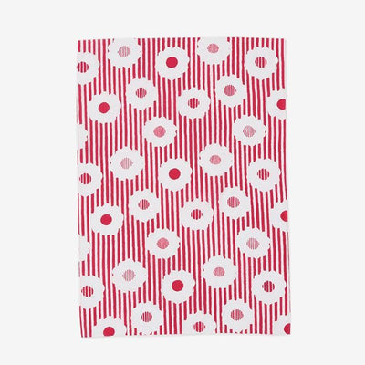Isemomen Cotton Textile Handkerchief(Hime length)/White chrysanthemum​ ​ strawberry color