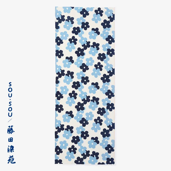 SOU・SOU×藤田染苑 藍捺染 手ぬぐい／花がさね 小