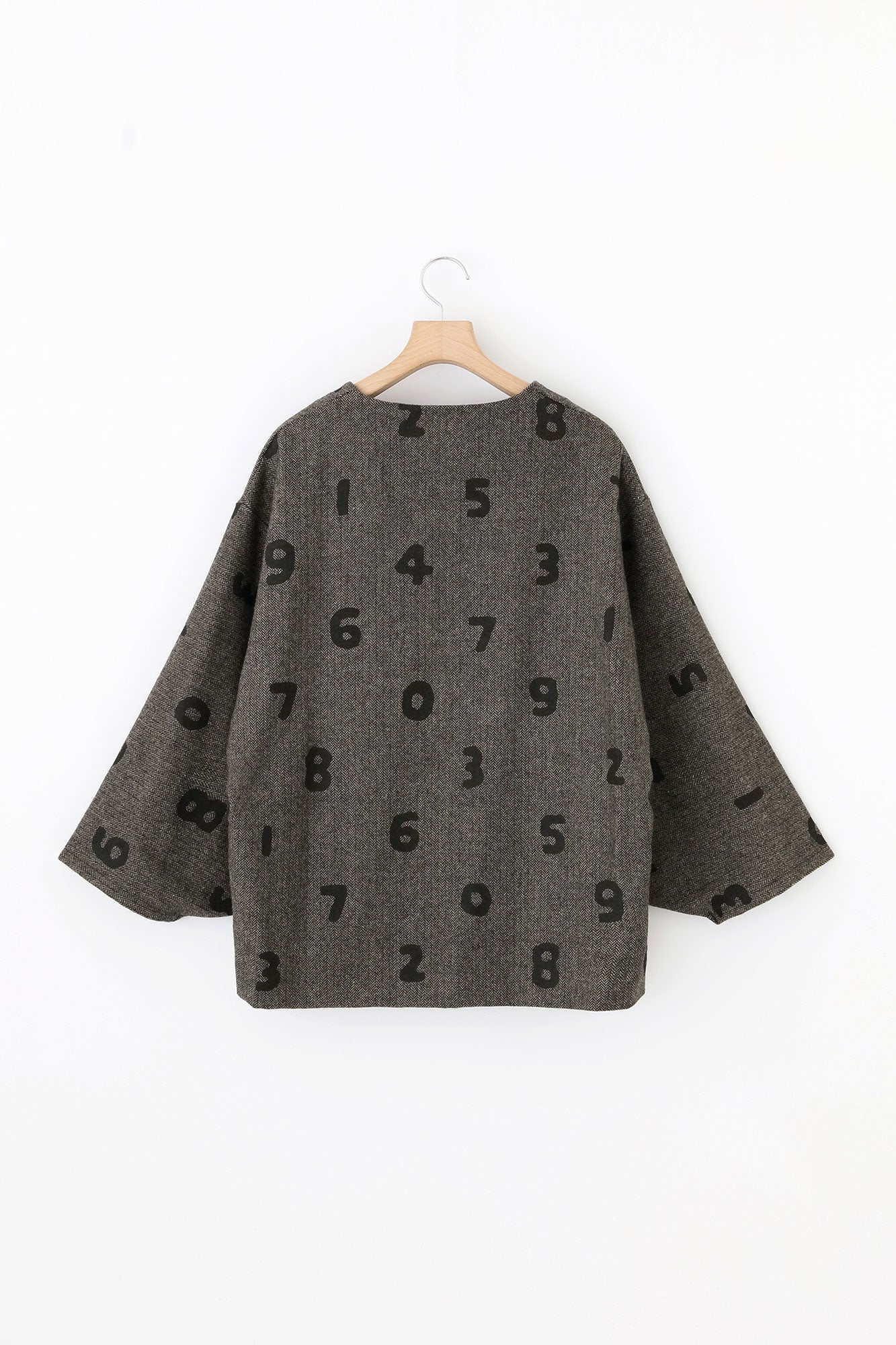 粗花呢 人字形斜紋織 圓弧袖外套 附裡襯／SO-SU-U大 黄枯茶色