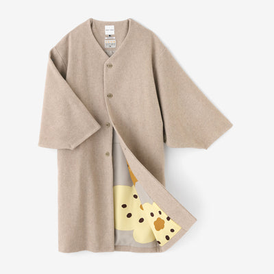 Wool Melton Naginata Sleeve Haori Long with Lining / Beige×Smile Beige