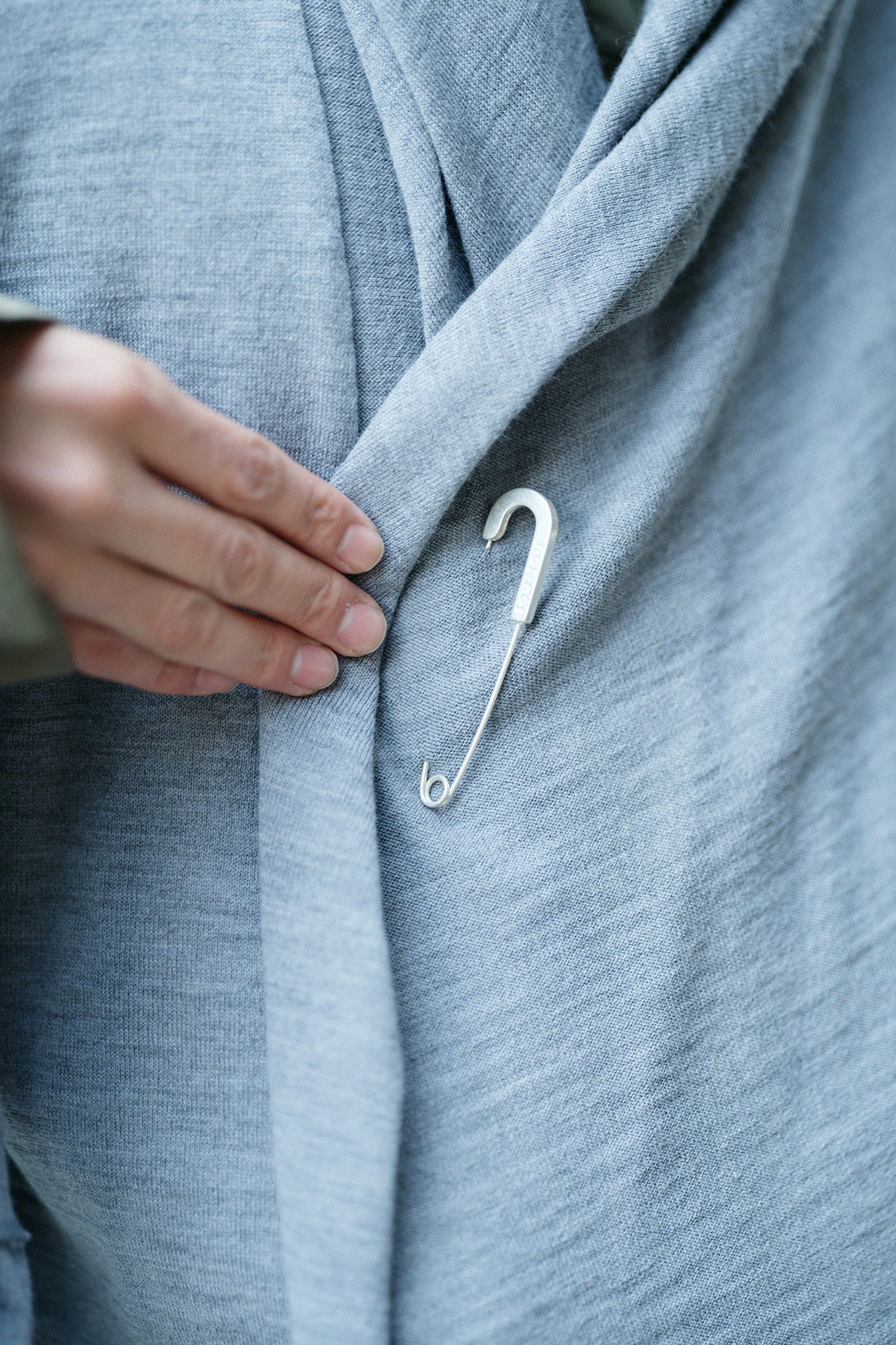 梳毛針織 頭巾羽織 單層／灰色