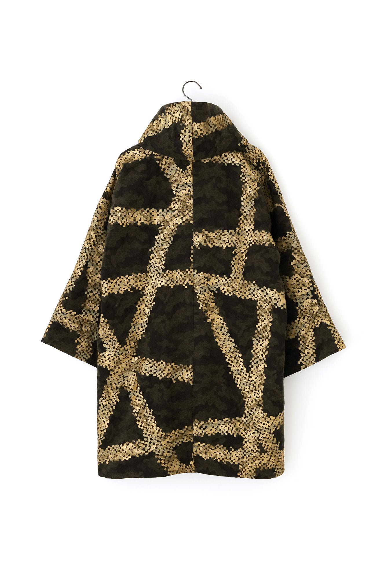 羊毛緹花 頭巾外套 附襯裡／五花大綁