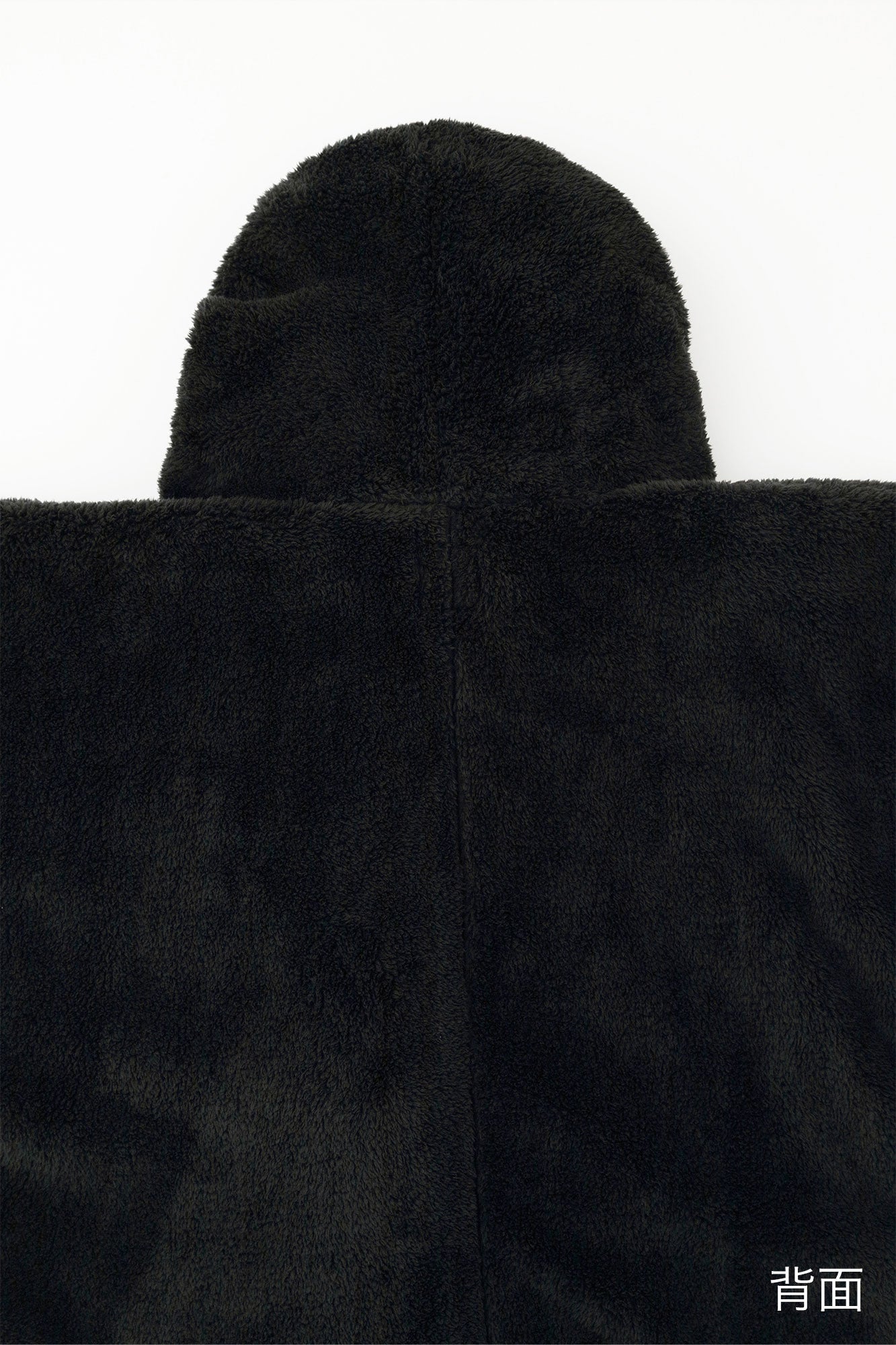 仿毛頭巾外套 單層／黑色