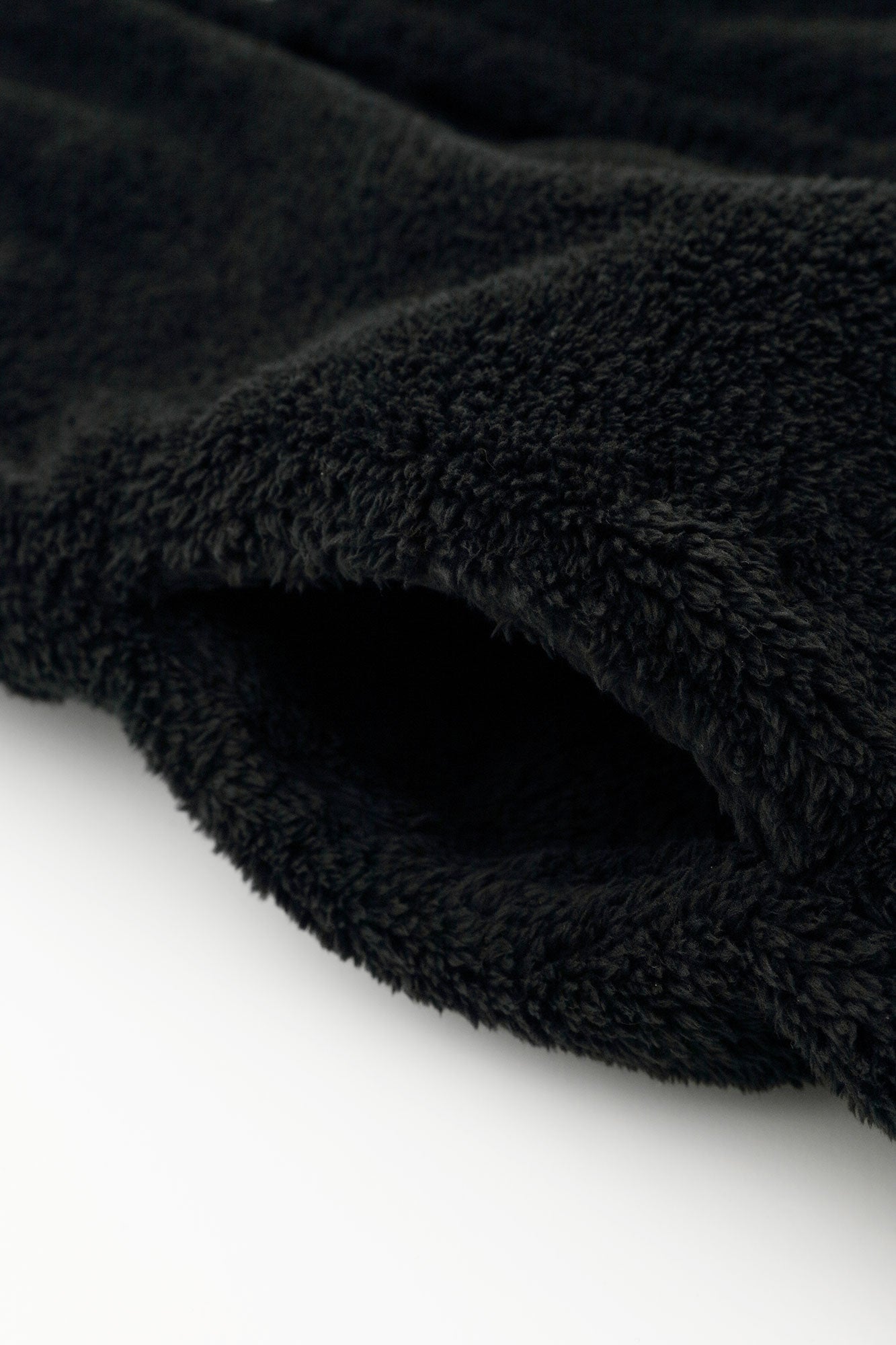 仿毛頭巾外套 單層／黑色