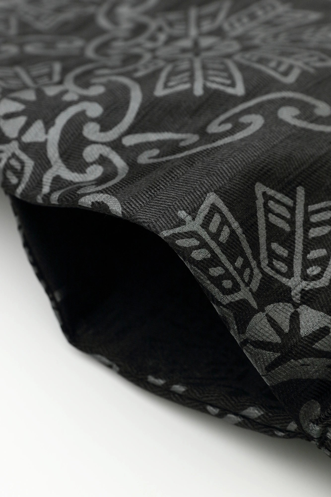 多樣織 袢纏 長袖外套 中長 單層／圓環風車紋 再現 黑色 