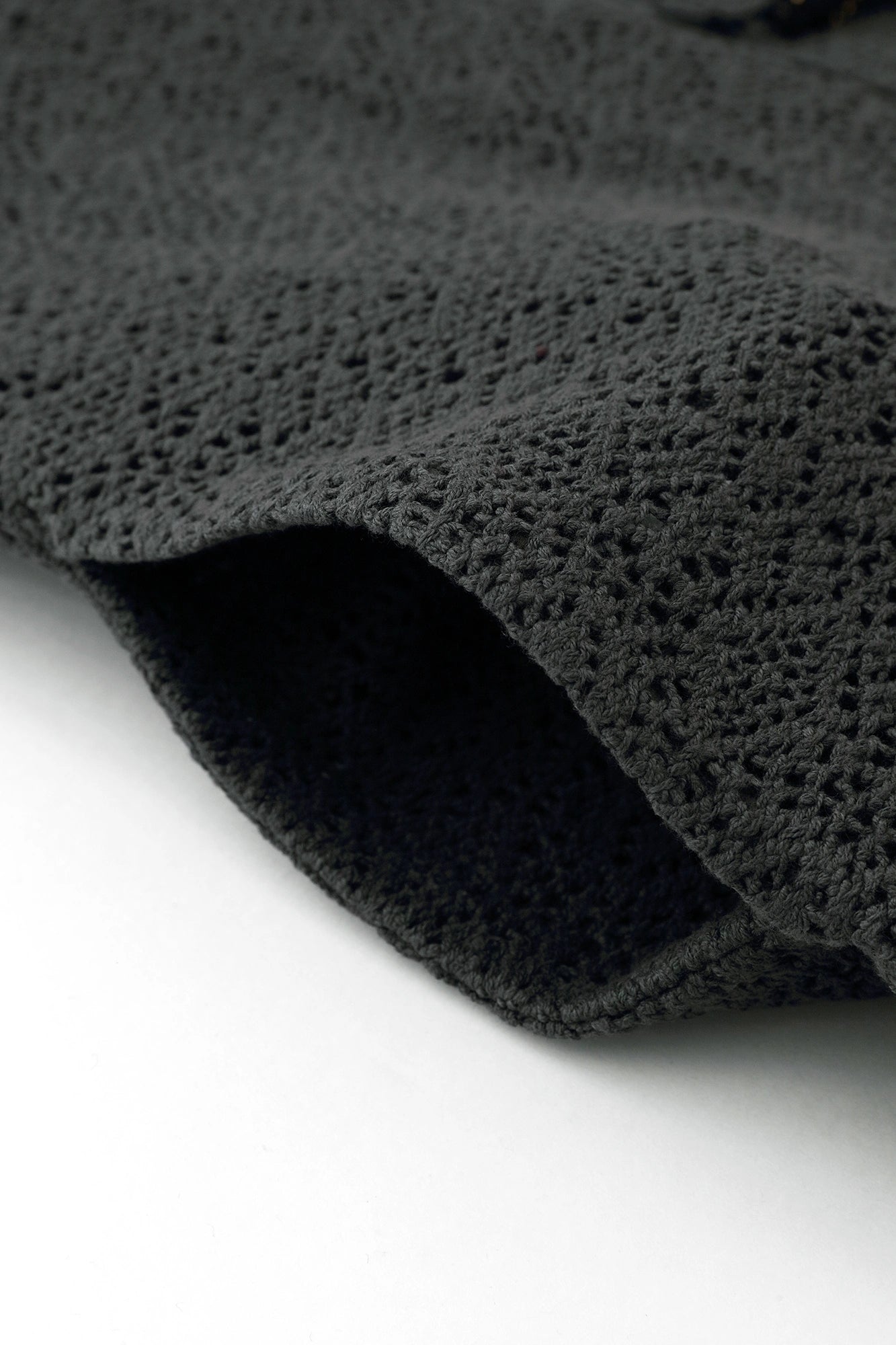 Hollow Out Geometric Embroidery Hanten Long-sleeved Jacket Mid-length Single Layer／Dark Grey