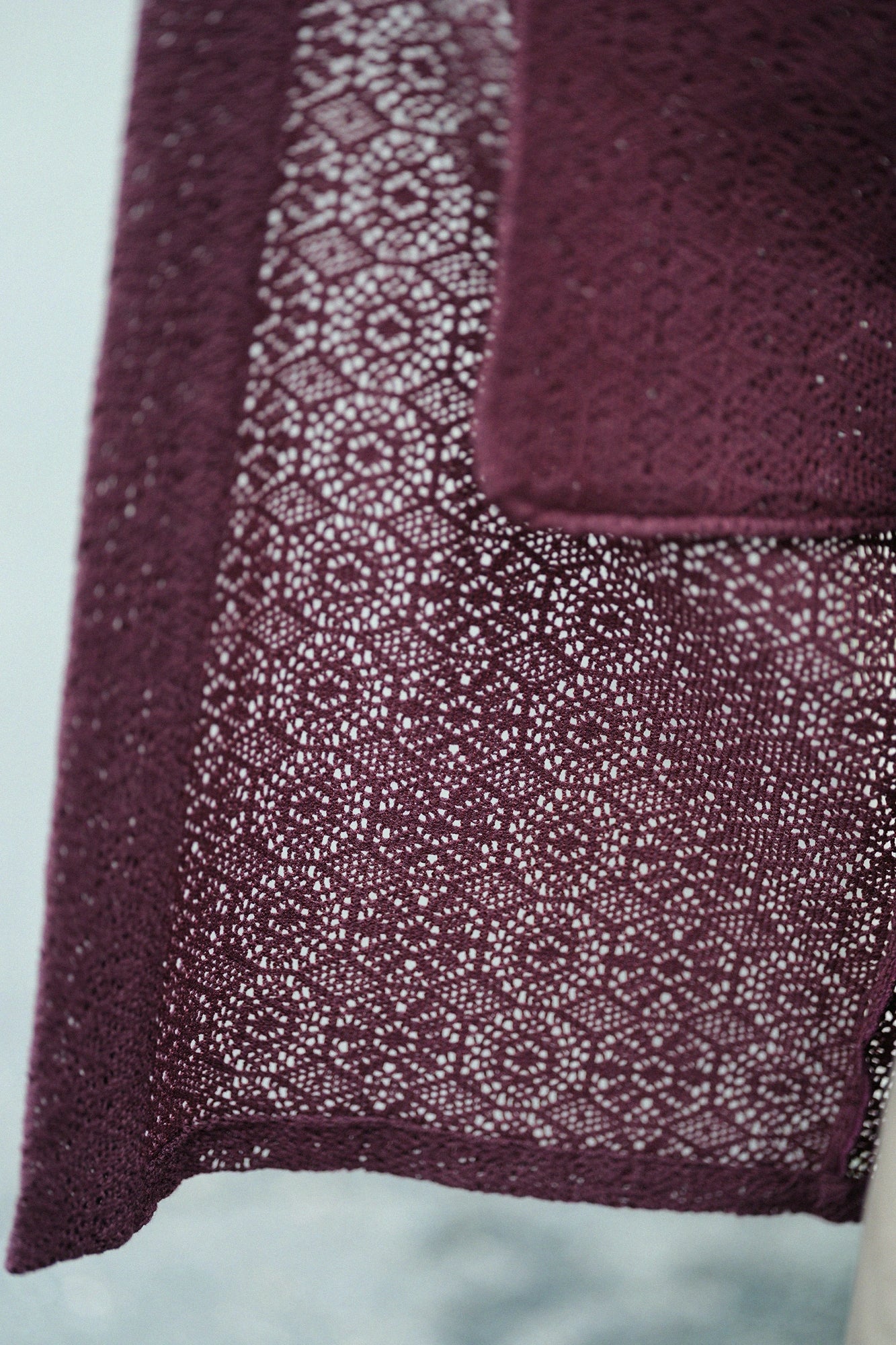 Hollow Out Geometric Embroidery Hanten Long-sleeved Jacket Mid-length Single Layer／Brown