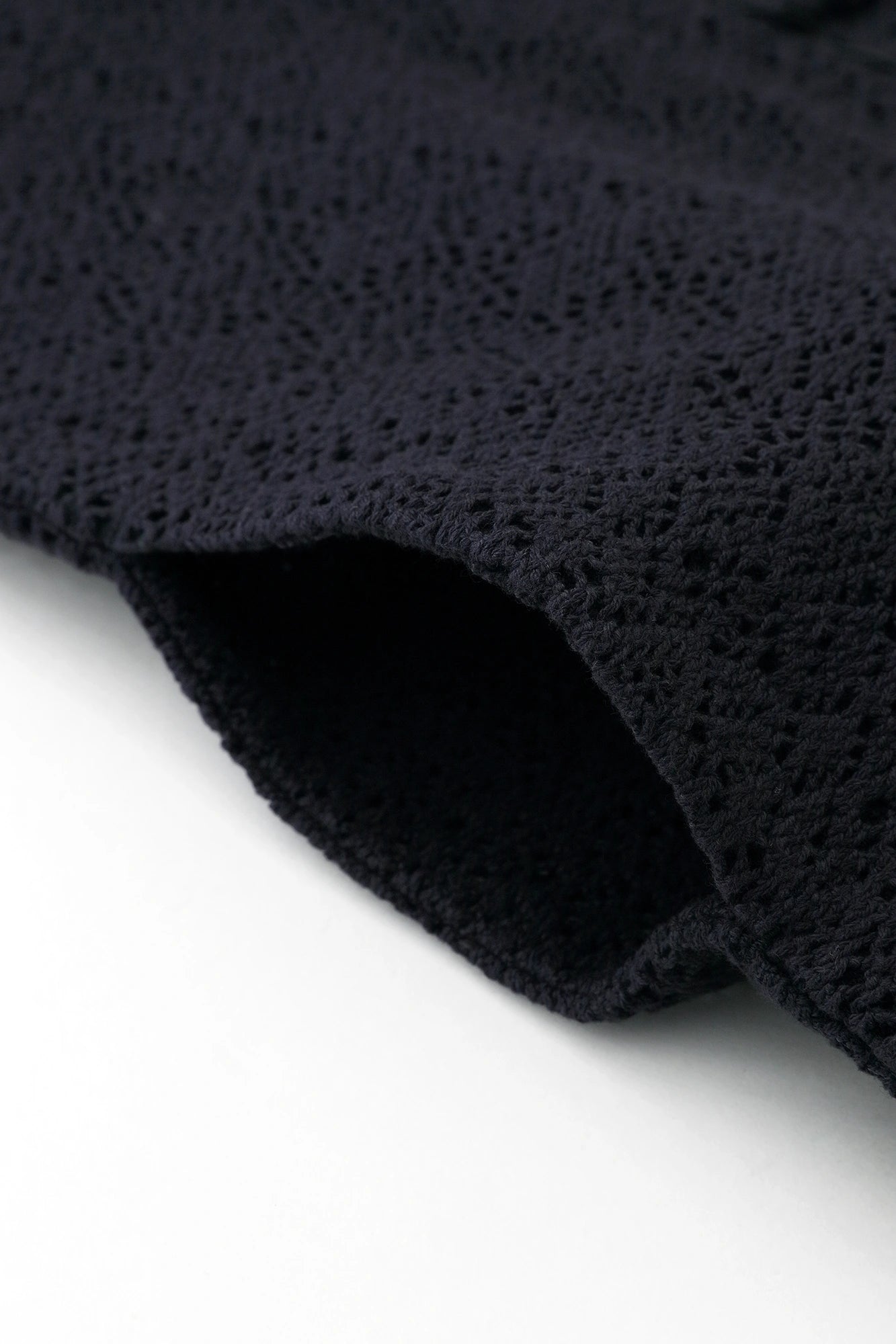 Hollow Out Geometric Embroidery Hanten Long-sleeved Jacket Mid-length Single Layer／Dark Navy