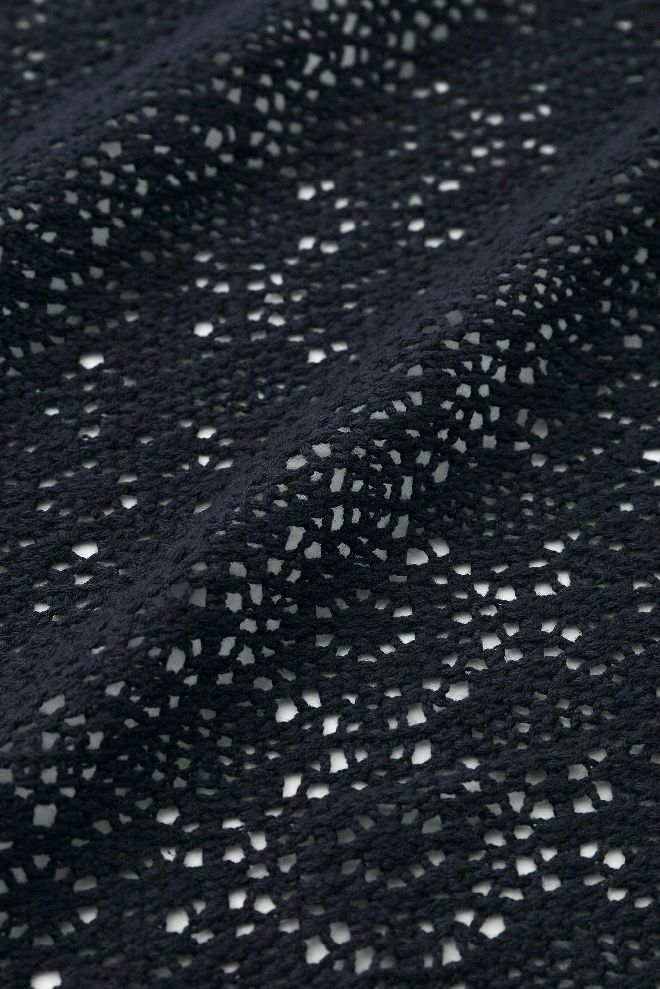 Hollow Out Geometric Embroidery Hanten Long-sleeved Jacket Mid-length Single Layer／Dark Navy