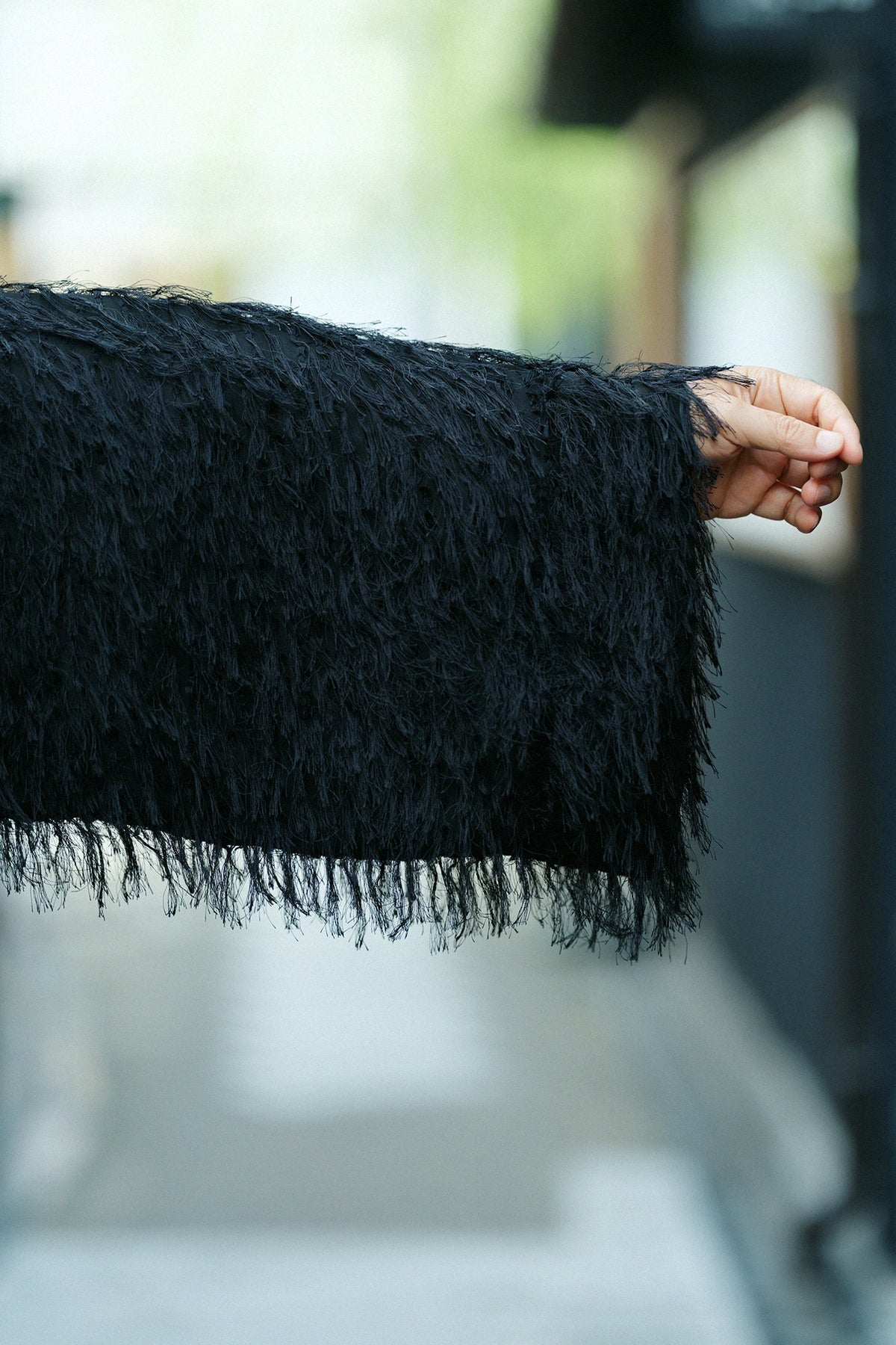 Cut Jacquard Hanten Long-sleeved Jacket Mid-length Single Layer／Black 
