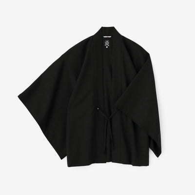 42双 梳毛（そもう） 角袖袢纏（かくそではんてん） 単（ひとえ）／濡羽色（ぬればいろ）