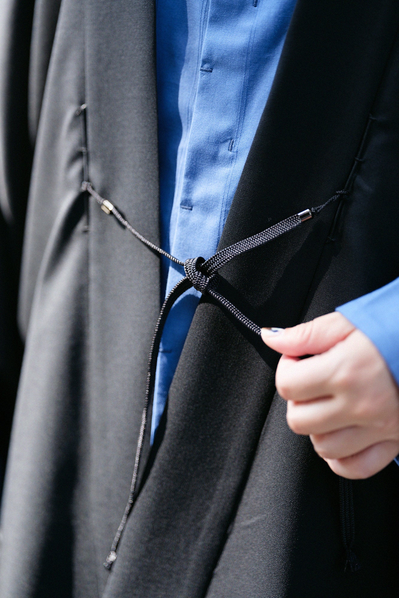 42 Count 2-ply Combed Yarn Square Sleeve Hanten Jacket Single Layer / Black