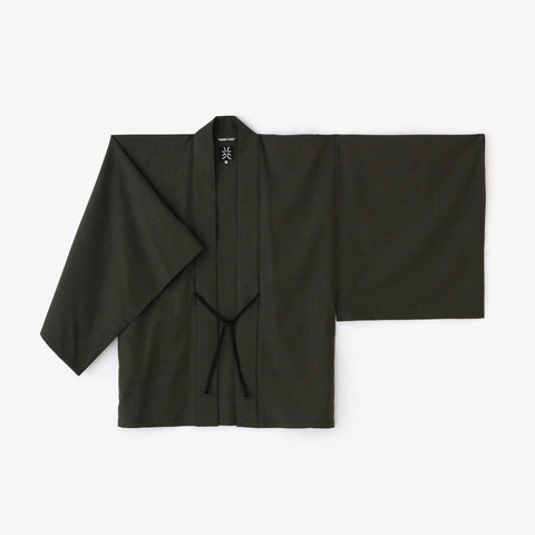 Heathered Combed Yarn Square Sleeve Hanten Jacket／Dark Grey