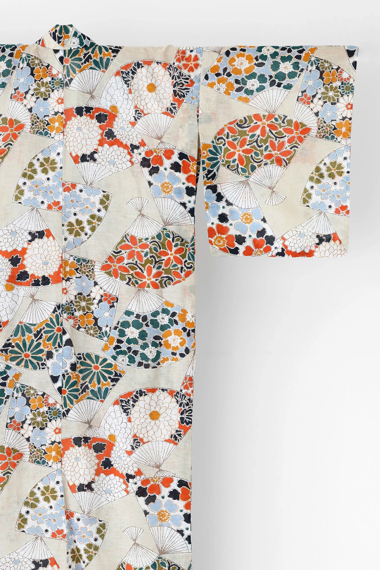 [Versand voraussichtlich um den 21. April] [*Nähen nicht inbegriffen] Yukata-Stoff/Fächer aus Chita-Baumwolle, Baumwollleinen 30/30