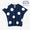 Konsei Tie-dye Cotton Washi Plain Stitch Cap Sleeve Top／Large Polka Dots  Dark Blue×White