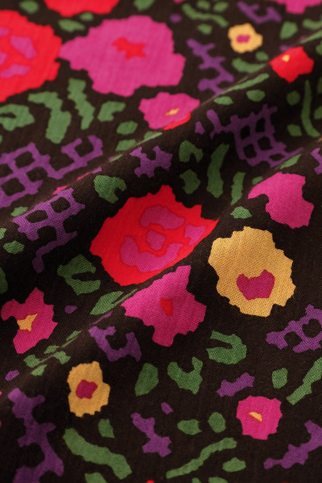 高島縮棉 20/20 圓弧袖長方形洋裝／薔薇