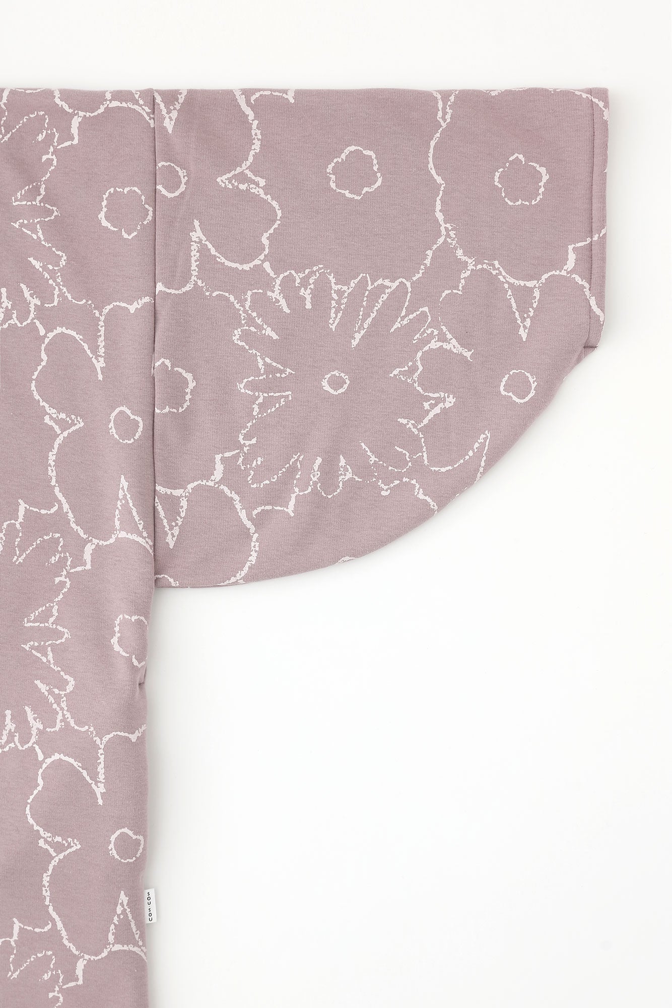 裏仿毛 針織 高領圓弧袖長方形洋裝／落落大方塗鴉 灰粉紅色