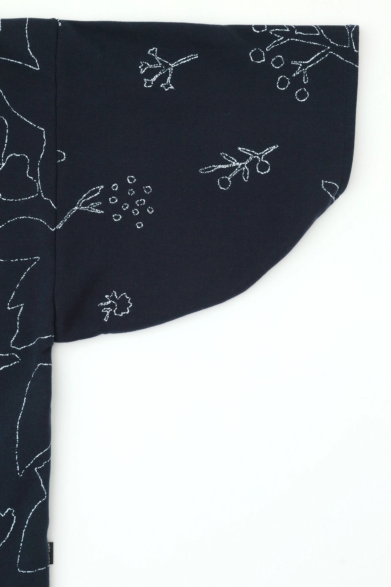 內抓毛 高領圓弧袖長方形洋裝／里山 搖曳和留白 深藍色