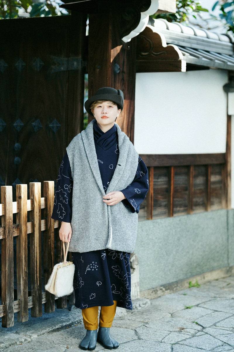 高領圓弧袖 長方形衣洋裝（秋冬）